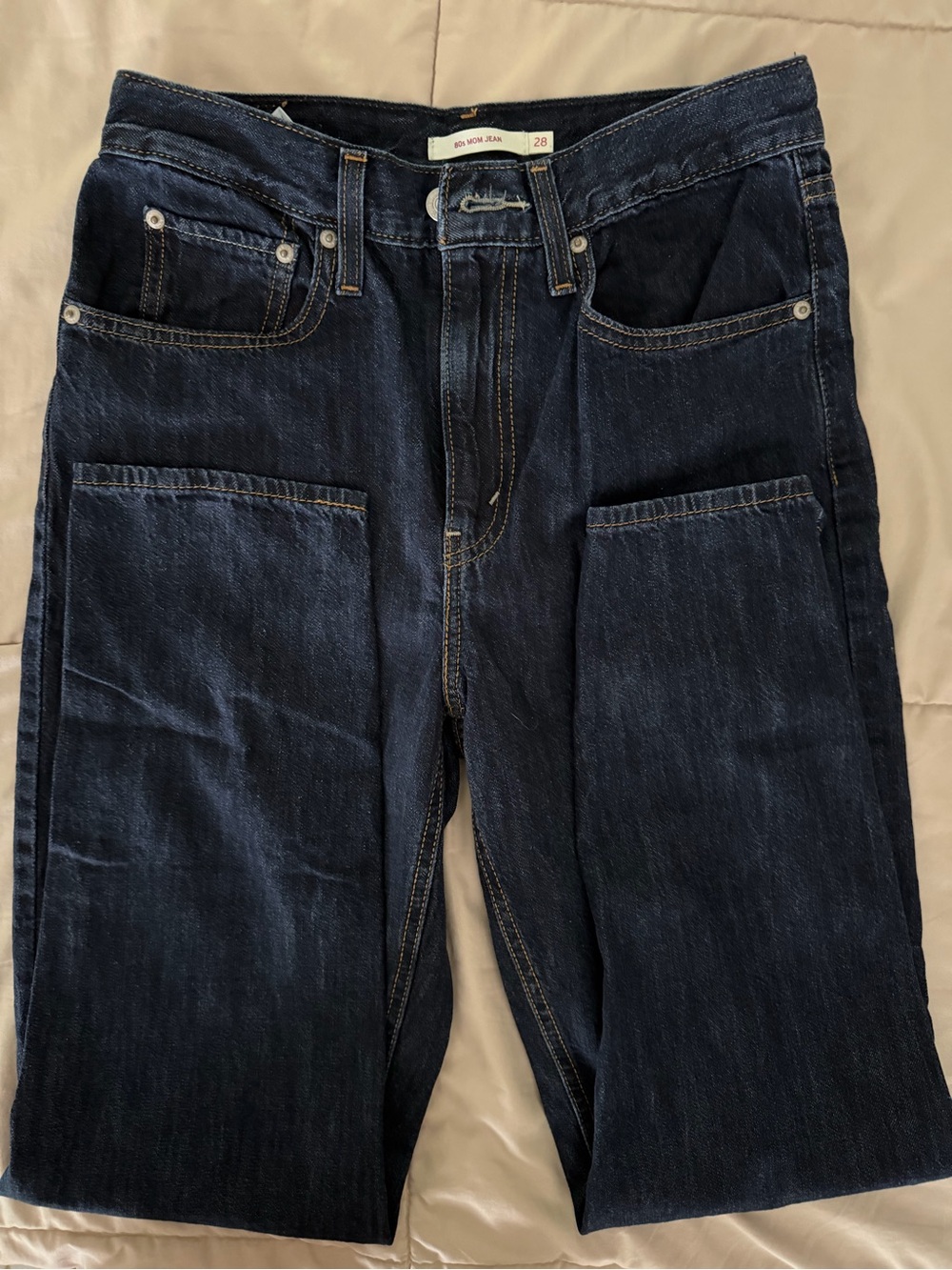 Levi's High-Rise 80s Mom Jeans Straight Leg in Dark Indigo red tag